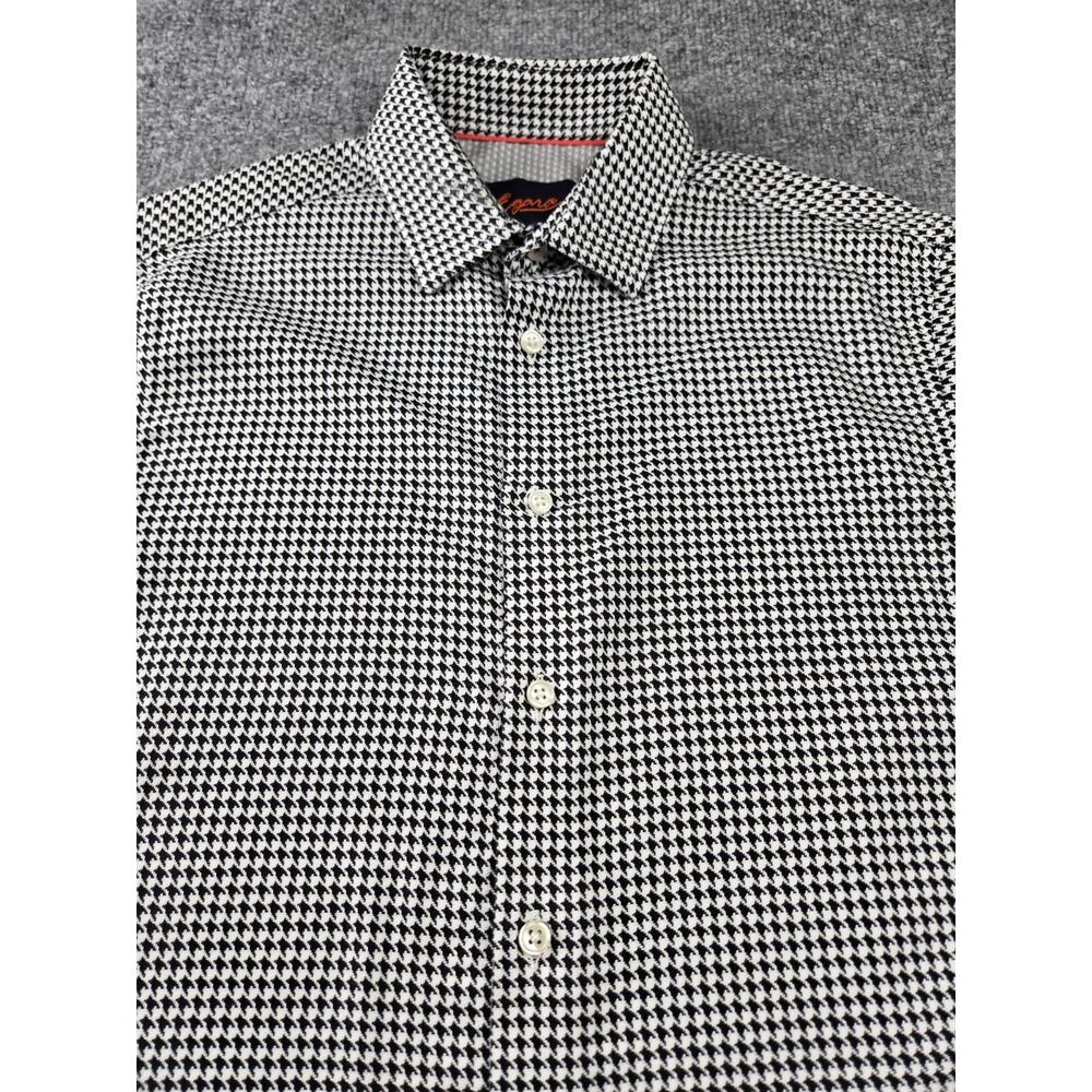 Egara Houndstooth Button Down Shirt Slim Fit Long Sleeve Size Medium #397